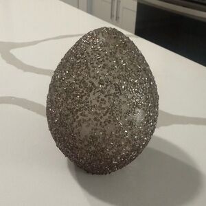 Glitter Beaded Decorative Egg - Metallic Sparkle
